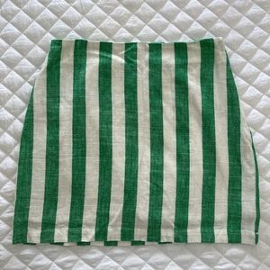 Never worn green and white striped linen skirt